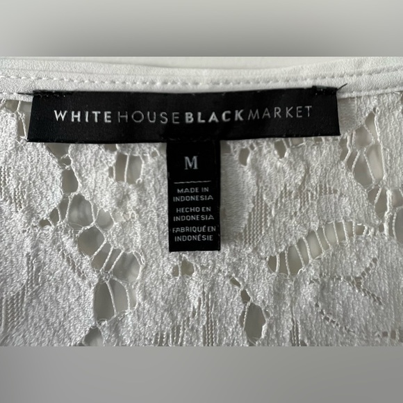 WHBM V-Neck Long Sleeve Lace Top Size Medium - Picture 8 of 13